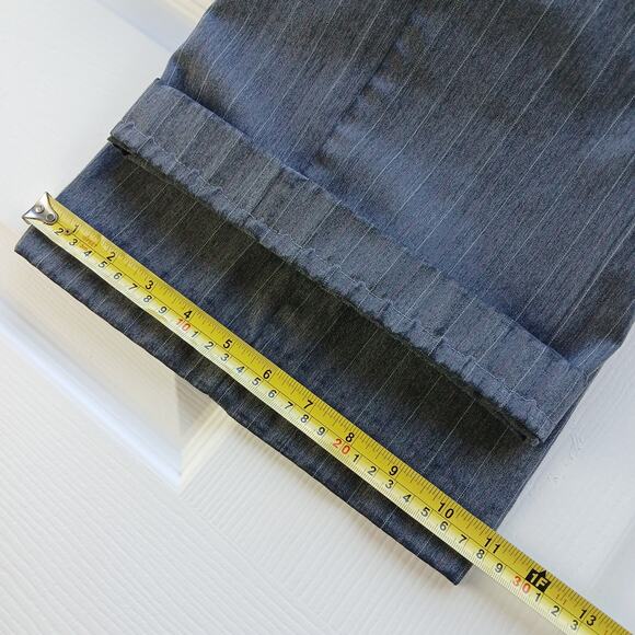 George Grey Stripe Slacks size 16 Ladies Average pockets hemmed short repaired - Picture 13 of 14